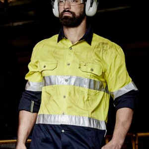 Mens Industrial Long Sleeve Shirt - Hoop Taped ZW123